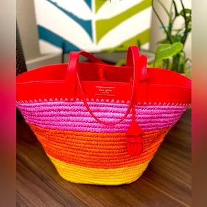 Kate Spade Strip straw tote